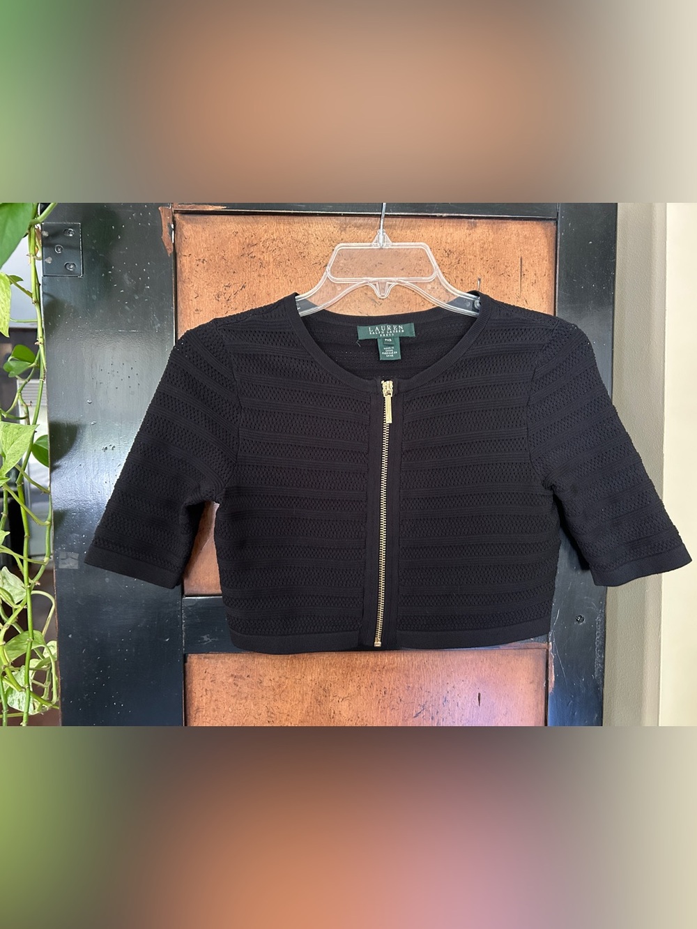 New Lauren Ralph Lauren Black Knit Crop Too PXS